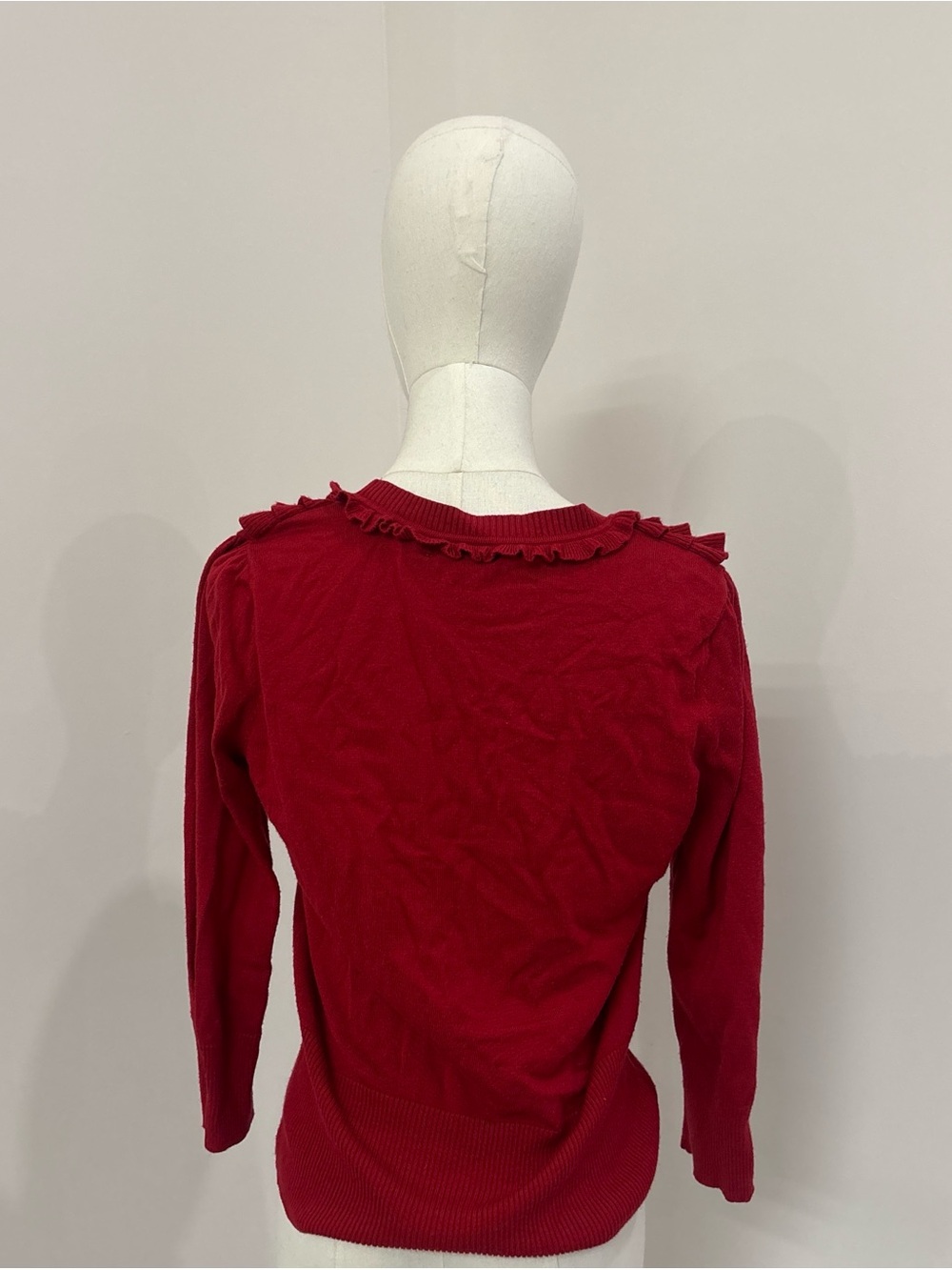 Alfani Red Ruffle-Front Button Cardigan - Picture 3 of 7